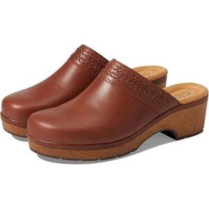 Clarks Collection, Tan Paizlee Poppy Clog Faux Leather Size 8